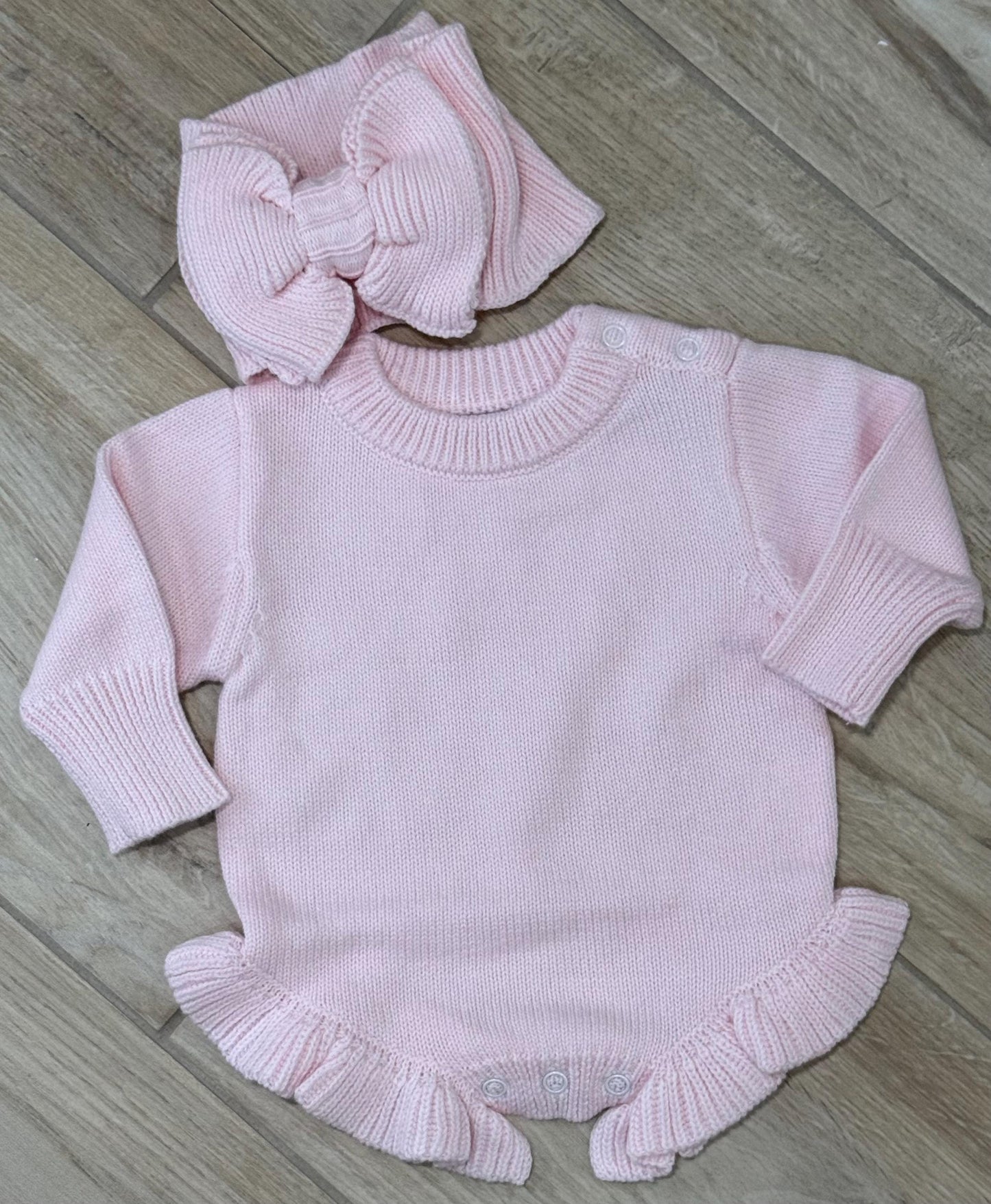 Personalized Newborn Baby Girl Ruffle Romper with Name & Bow