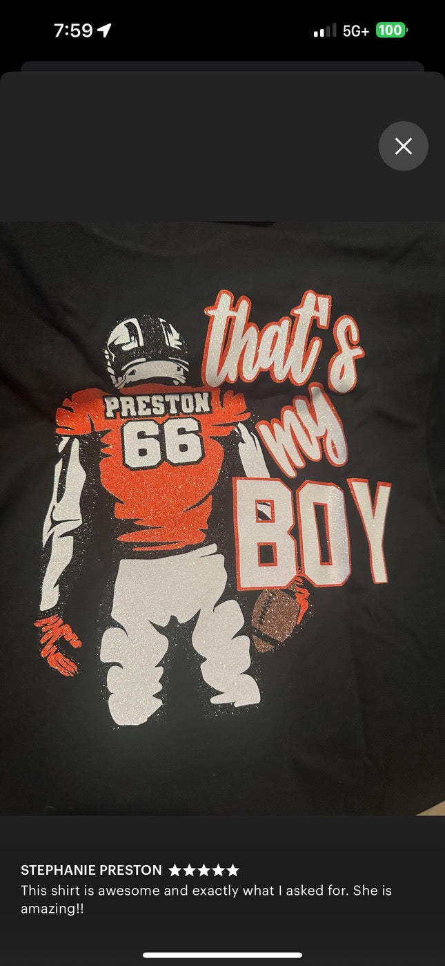 Glitter Football TShirt /Jersey custom