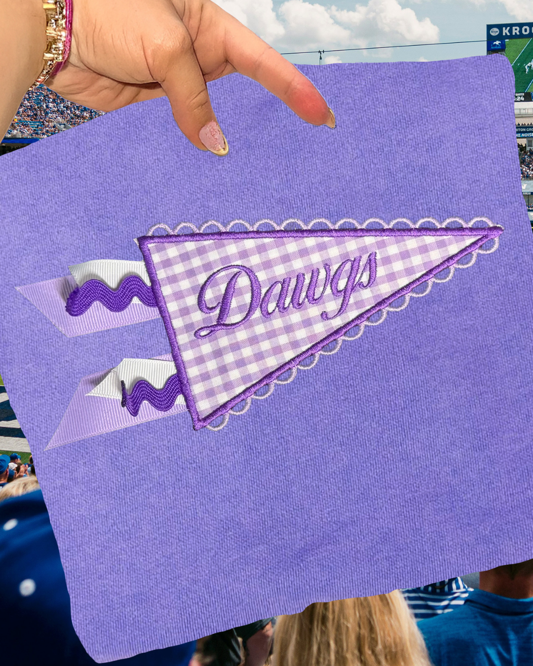 Custom Team Appliqué Pennant Sweatshirt with Ribbons - Personalized Sports Fan Gear