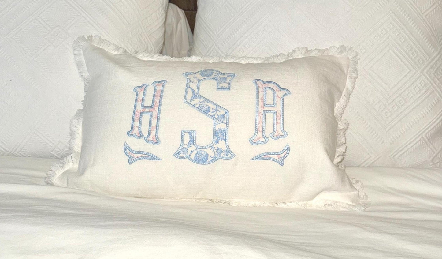 Personalized Appliqué Embroidered Pillow | Custom Monogram Lumbar Pillow | Preppy Dorm Decor | Girls Bedroom Pillow | Baby Nursery Gift
