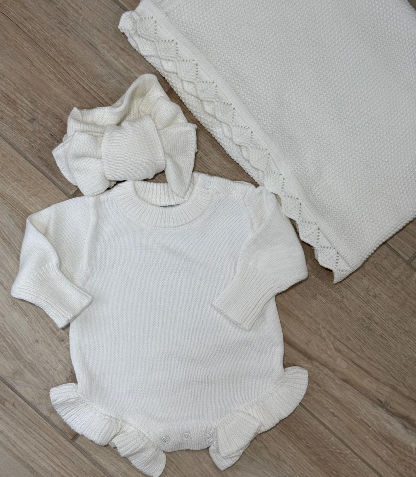 Personalized Newborn Baby Girl Ruffle Romper with Name & Bow