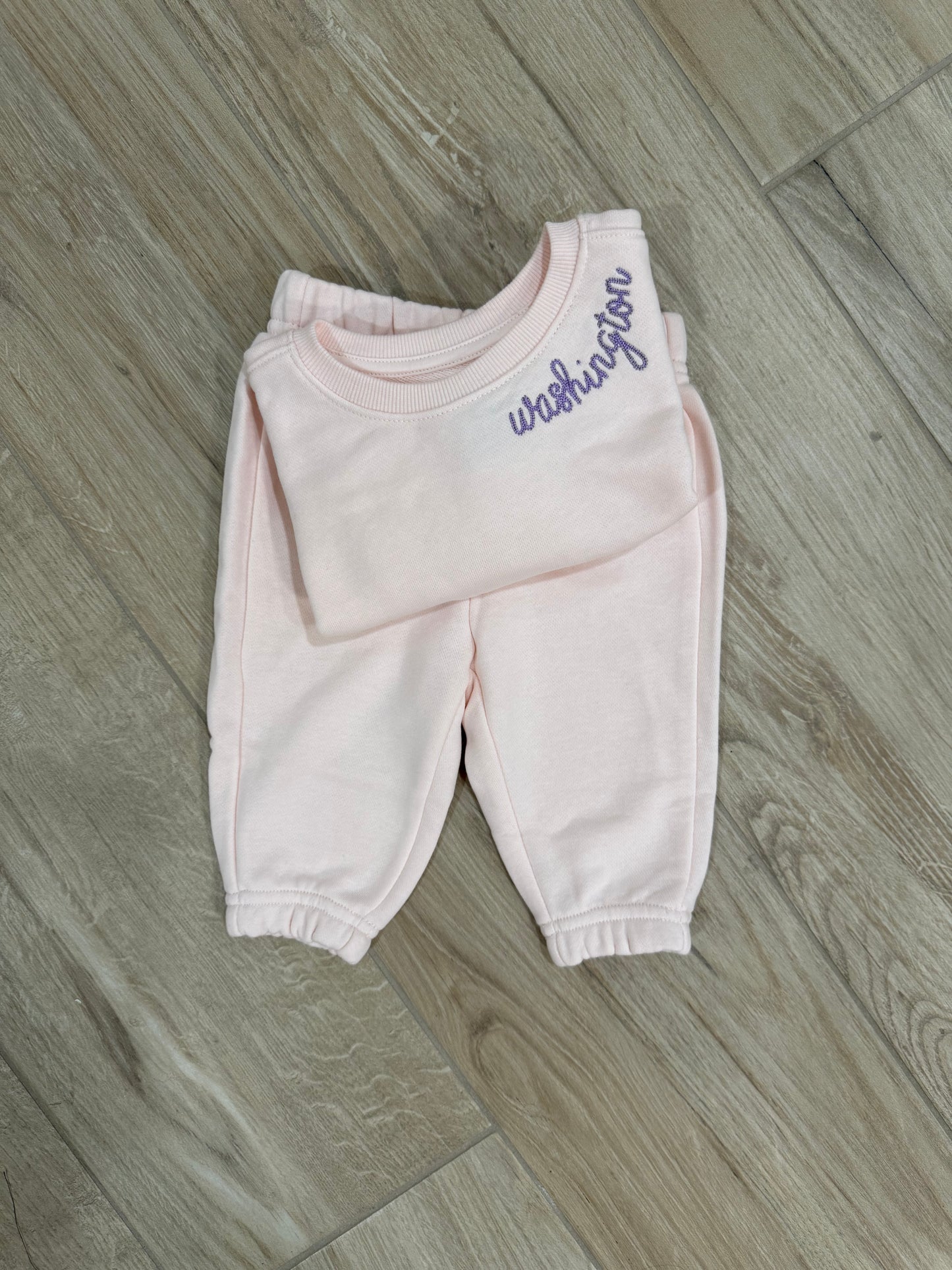 Baby Pink Embroidered Sweatshirt & Jogger Set