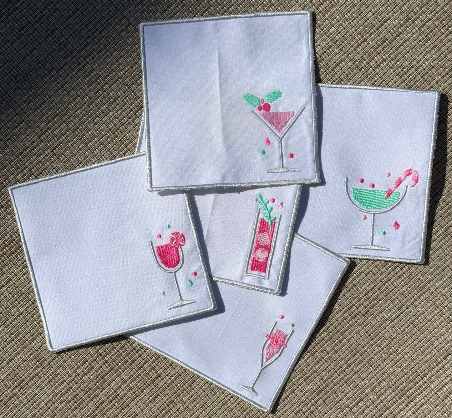 Pastel Holiday Cheer Bar Napkins for Stylish Entertaining