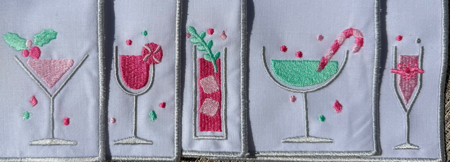 Pastel Holiday Cheer Bar Napkins for Stylish Entertaining