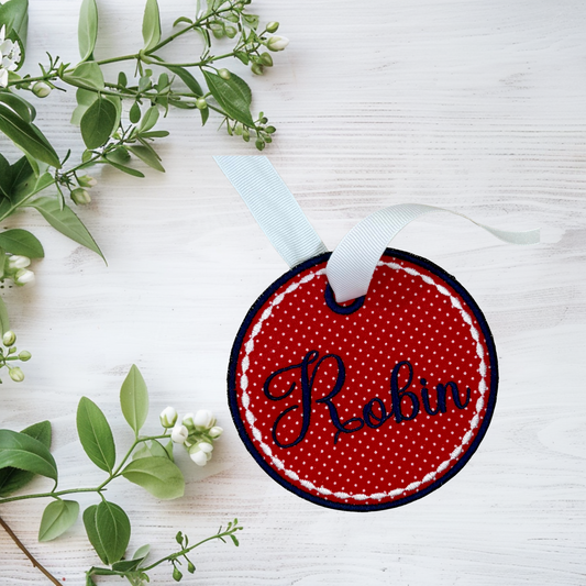 Circle Bag tag with Beaded Stitch