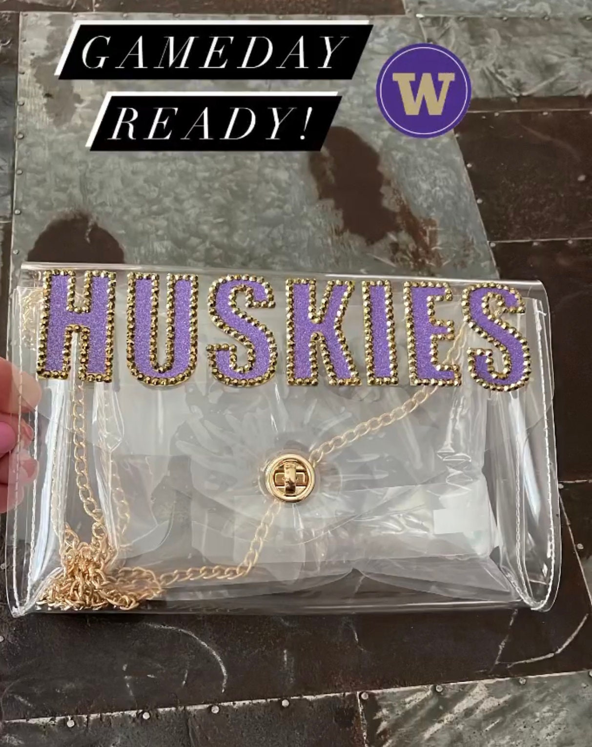 Rhinestone Clear Stadium Bag | Sparkly Transparent Backpack | Concert & Game Day Approved