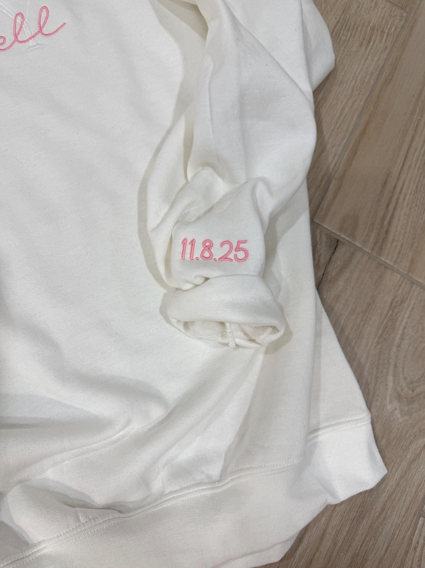 Embroidered “Wifey” Sweatshirt with Custom Last Name | Personalized Bride Sweatshirt | Newlywed Gift | Mrs. Crewneck | Wedding or Honeymoon
