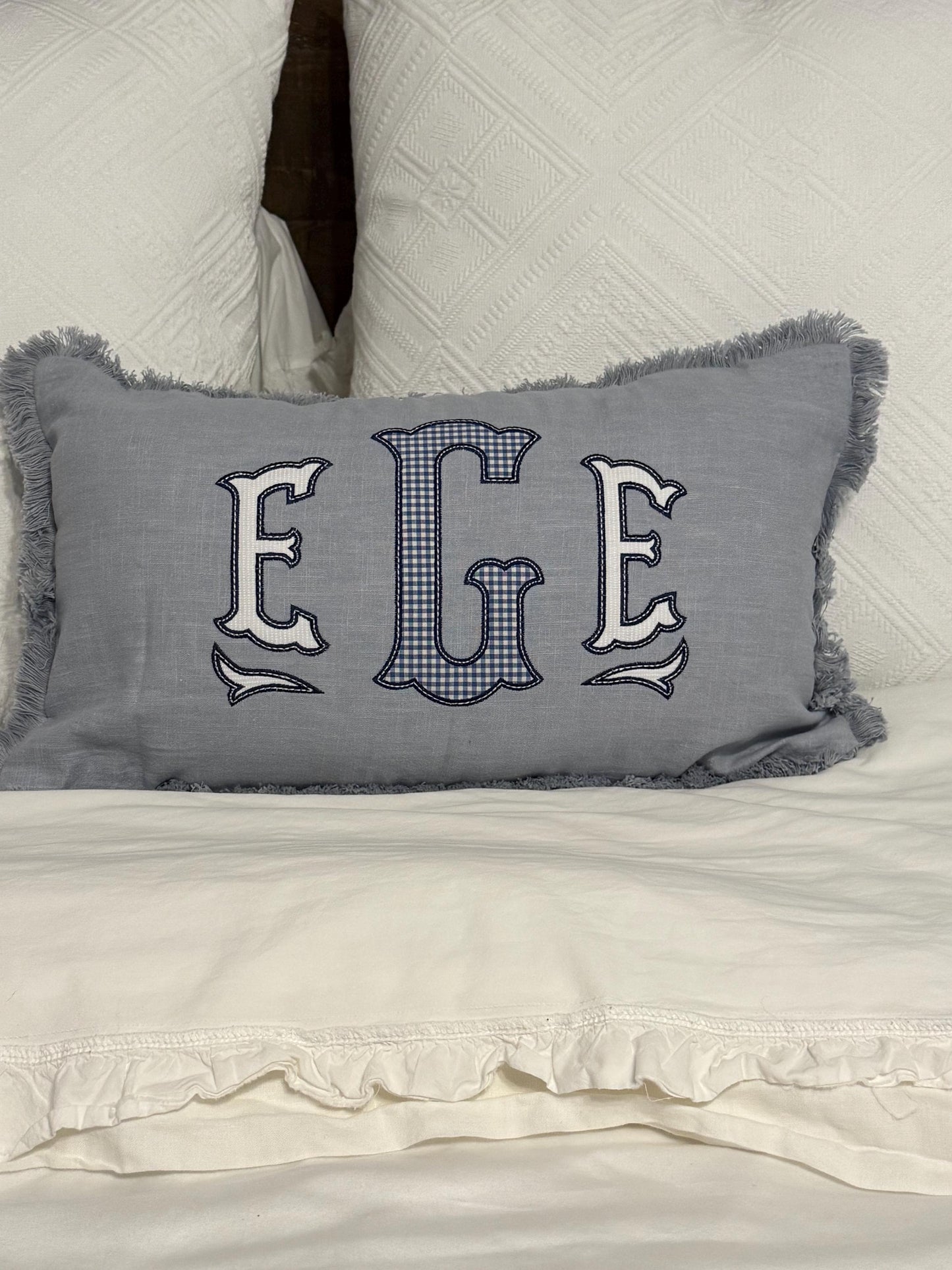 Personalized Appliqué Embroidered Pillow | Custom Monogram Lumbar Pillow | Preppy Dorm Decor | Girls Bedroom Pillow | Baby Nursery Gift