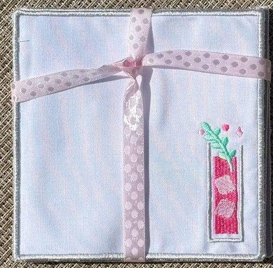 Embroidered Cocktail Napkins Anthropologie style–  Pastel Holiday Cheer Bar Napkins for Stylish Entertaining