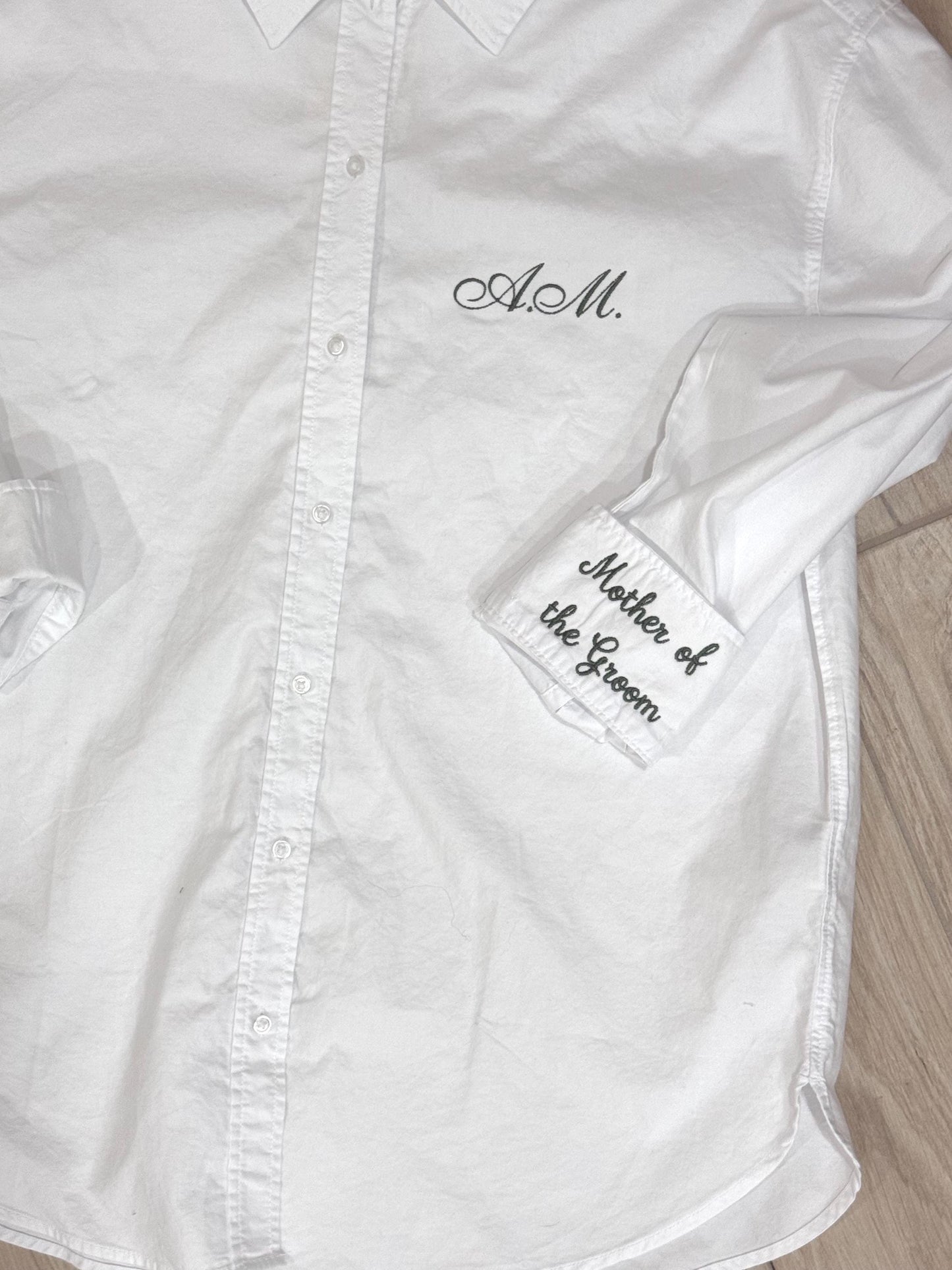 Personalized Wedding Oxford Shirts for Bride, Mother of the Bride & Groom | Embroidered Initials, Date | Getting Ready Shirts