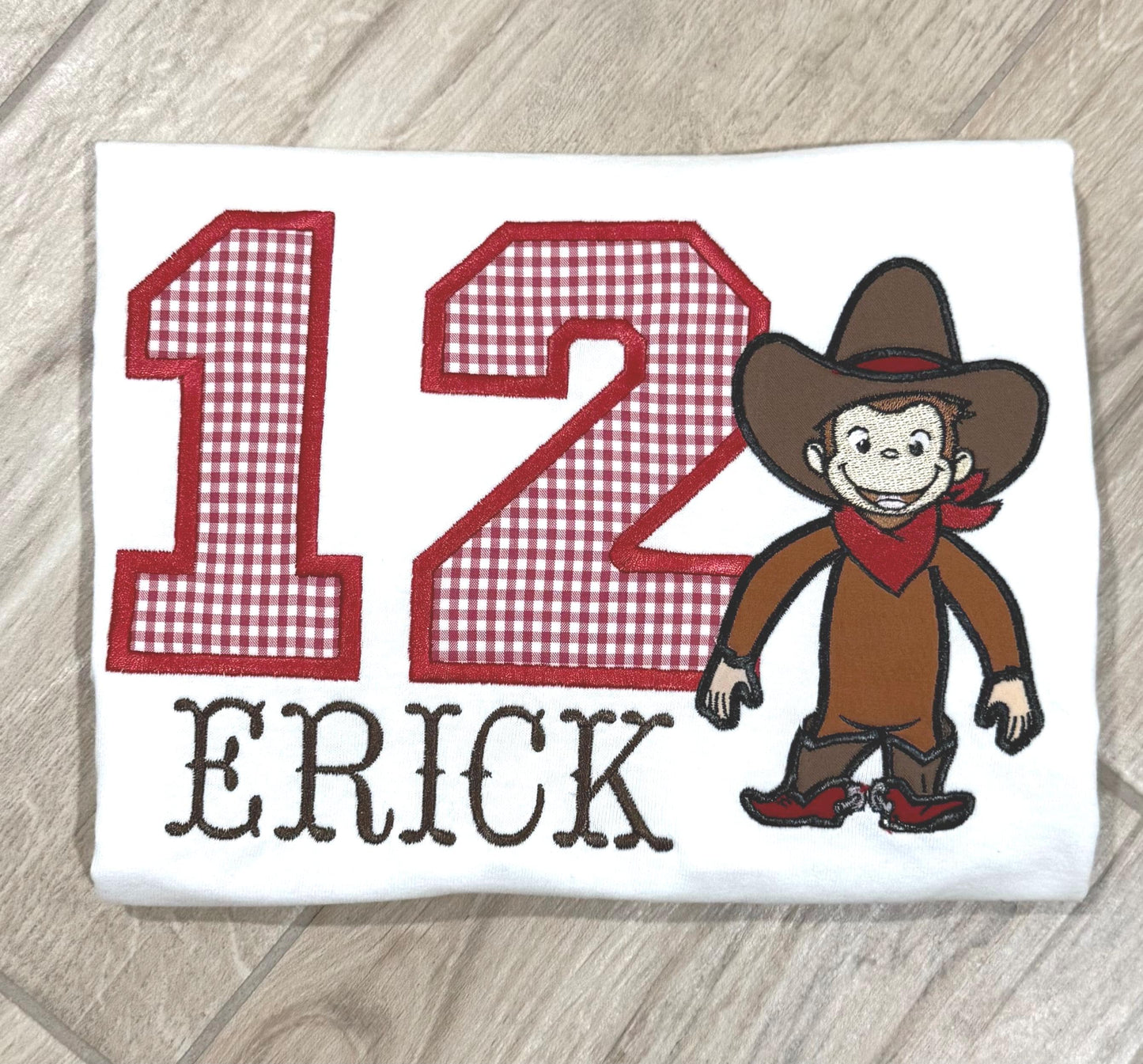 Curious George Wild West  Embroidered Birthday Shirt