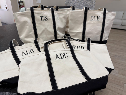 Custom Canvas Tote Bag| Personalized Boat Bag| Bridesmaid Gifts| Bachelorette Gift| Embroidered Canvas Bag| Brides| Embroidered Boat Bag