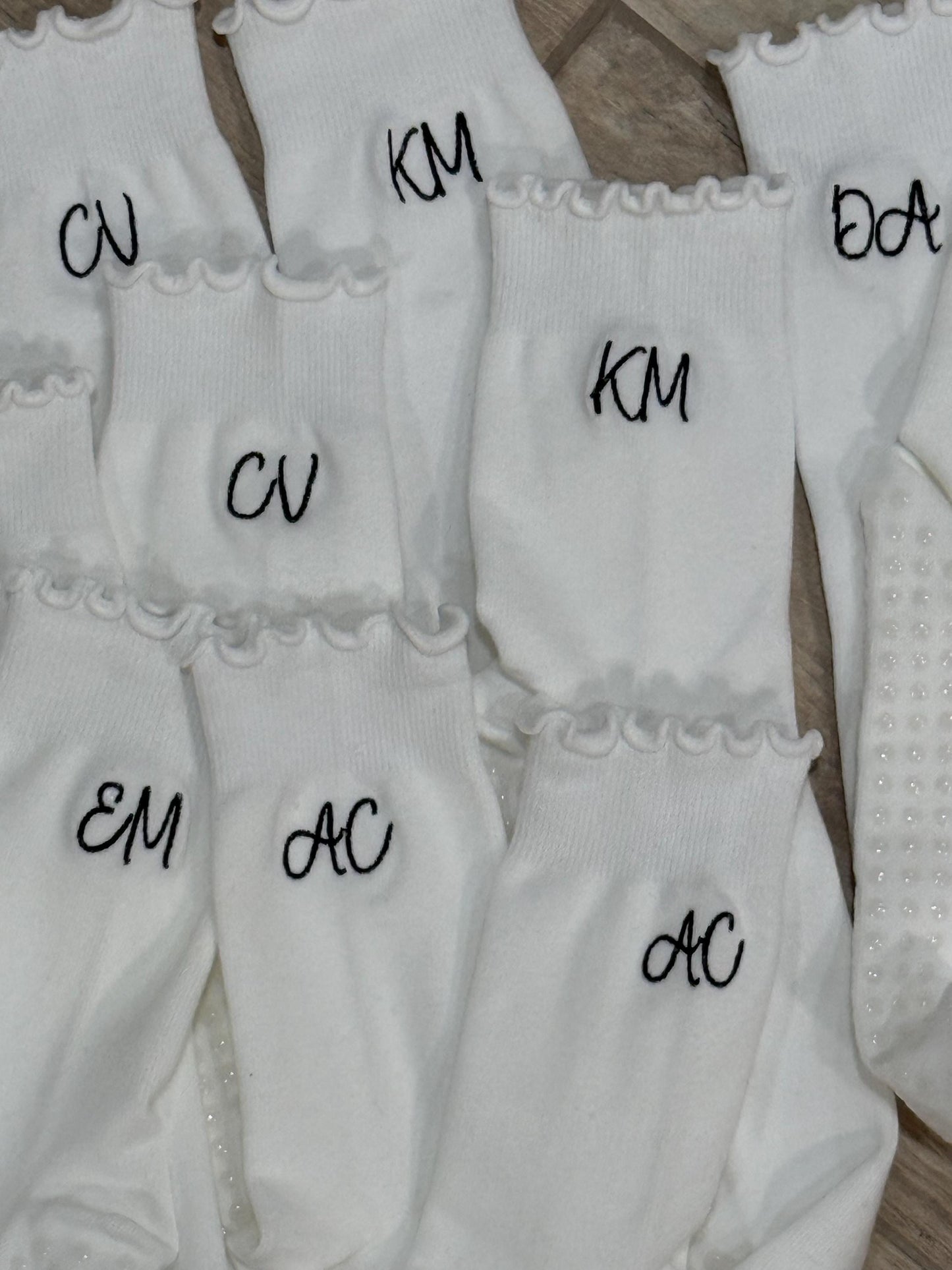 Personalized Pilates & Yoga Grip Socks |Embroidered Socks |Ruffle Yoga Socks | Bridesmaid Gift, Bride Socks, Gift for Her, Custom Yoga Socks