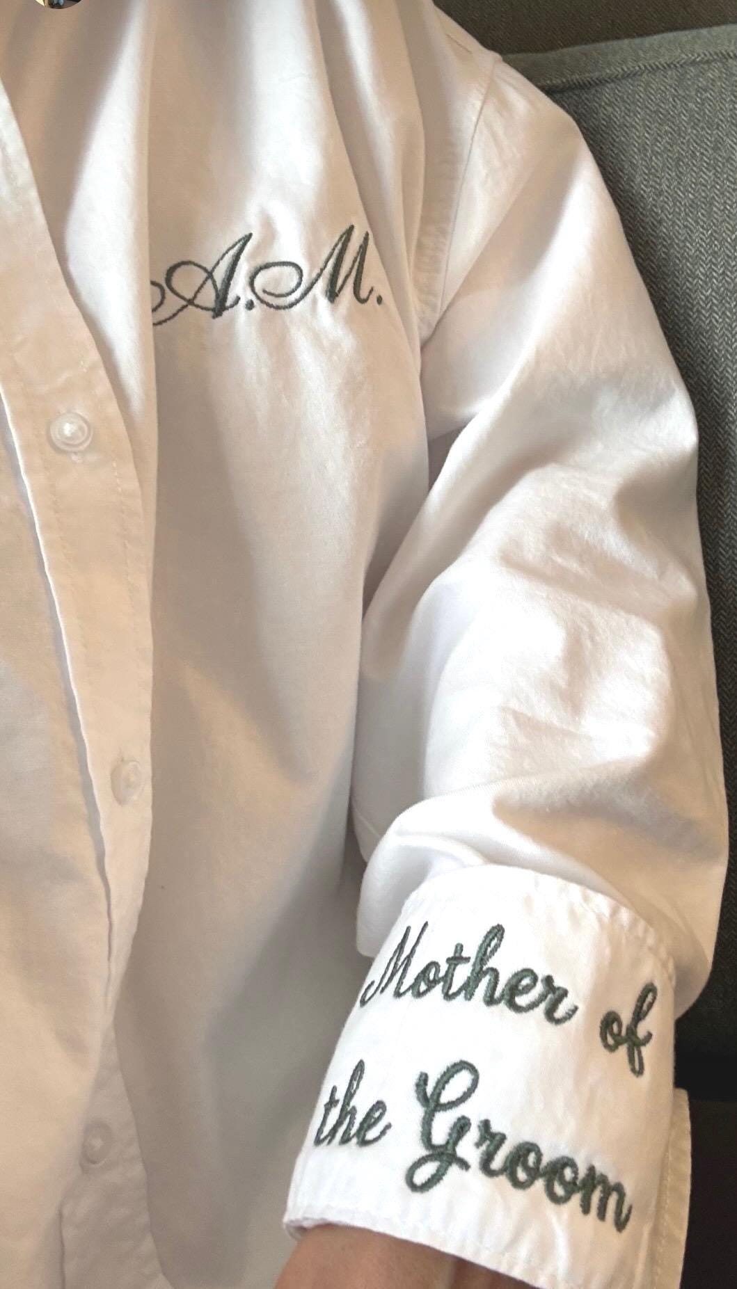 Personalized Wedding Oxford Shirts for Bride, Mother of the Bride & Groom | Embroidered Initials, Date | Getting Ready Shirts