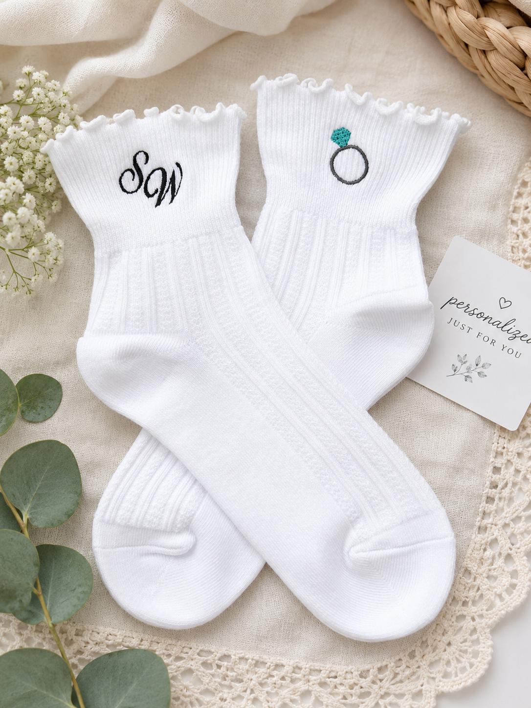 Custom Ruffle Sock Bridesmaid Gift Set Bridal PartyMonogrammed Bridesmaid Proposal Bachelorette Weekend Personalized Coquette Sock Women
